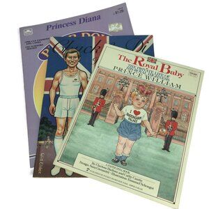Lot of 3 Royal Paper Doll Books Princess Diana Prince Charles Prince William VTG